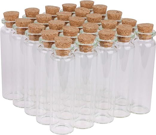 MaxMau 20ml Small Glass Bottles,Tiny Glass Vials,Jars with Cork Stoppers,Message Bottles,Wishing ... | Amazon (US)