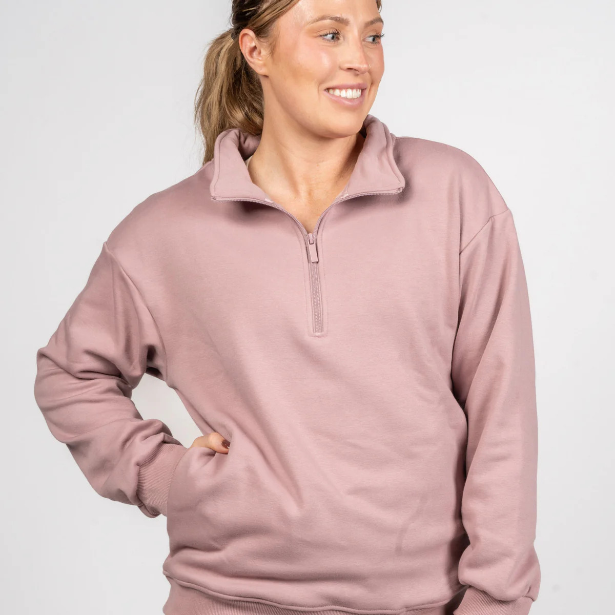 Classic Oversized Half Zip - Lilac | Senita Athletics