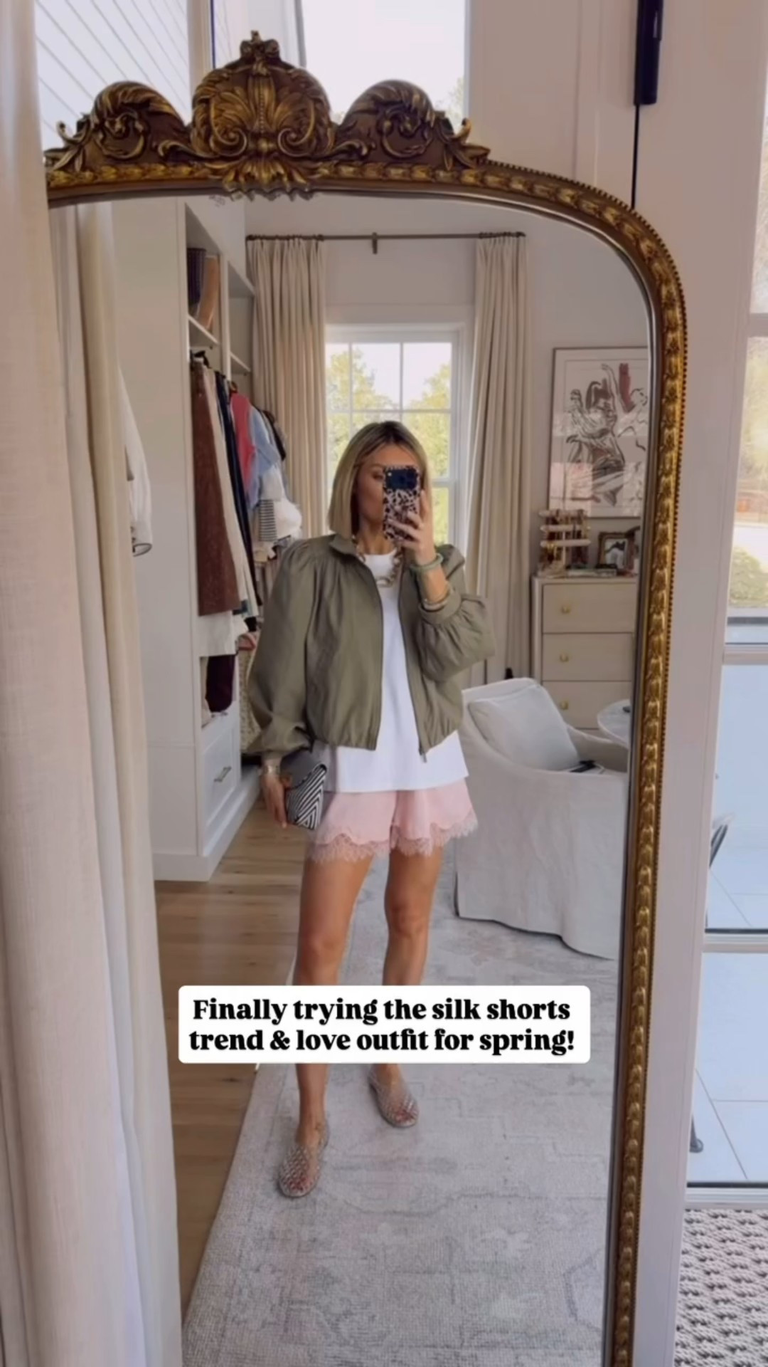 These silk shorts have the cutest detail on the bottoms! Can’t wait to style these for spring! Wearing S in the jacket & shorts. 

Loverly Grey, Target find, Target fashion, spring fashion, spring outfit ideas, silk shorts, satin shorts, green jacket, cropped jacket, bomber jacket 

#LTKSeasonal #LTKootd