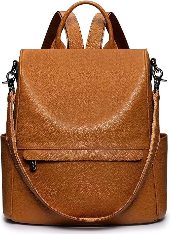 S-ZONE Women Genuine Leather Backpack Purse Anti-theft Travel Rucksack Convertible Shoulder Bag M... | Amazon (US)