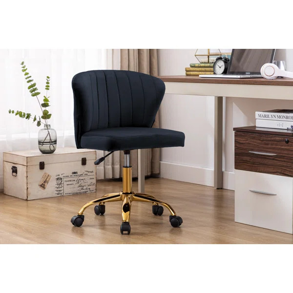 Josephine Velvet Office Chair with Gold Chrome Base | Wayfair North America