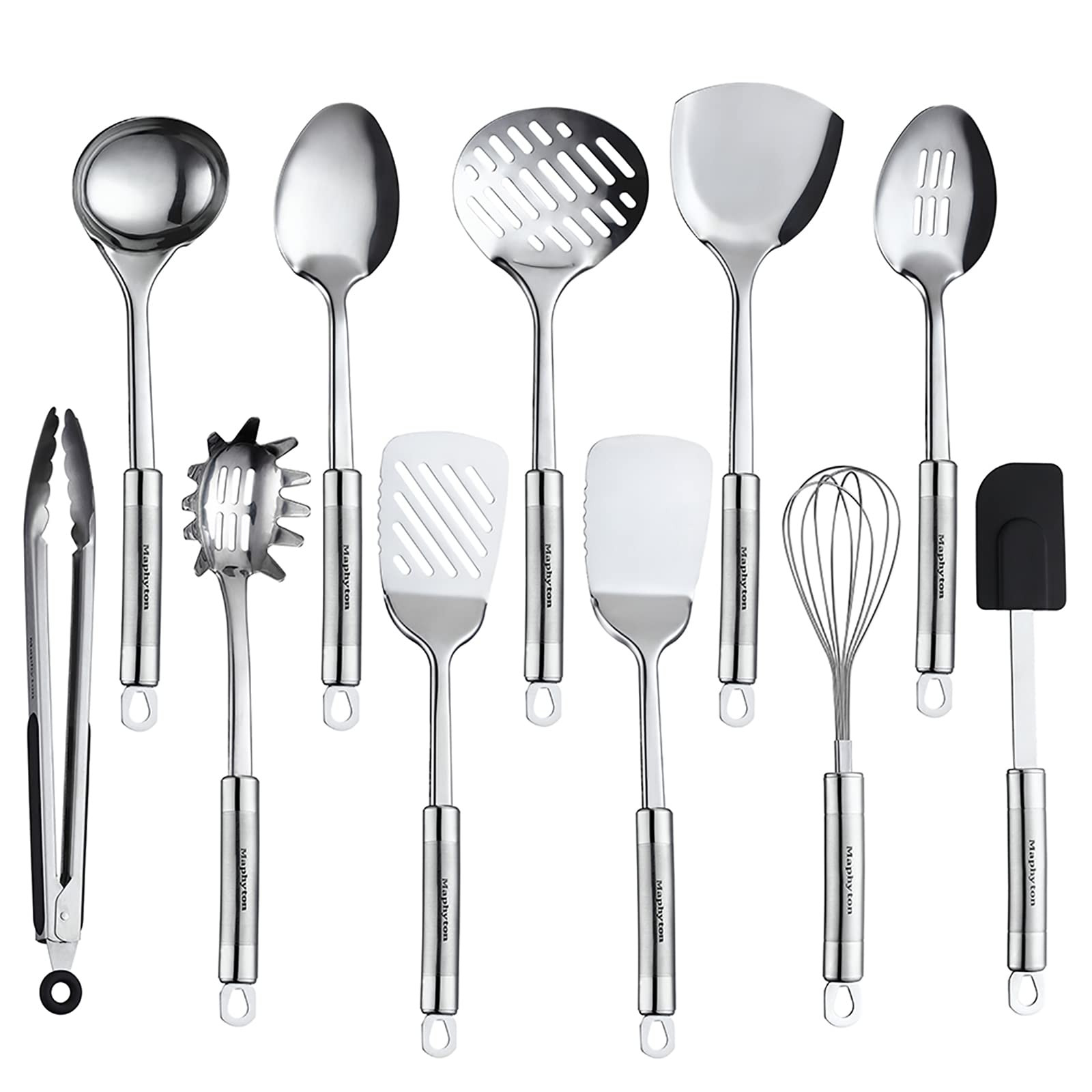 Cooking Utensil Set, 11 PCS Stainless Steel Kitchen Utensil Set, Nonstick Kitchen Gadgets Cookwar... | Amazon (US)