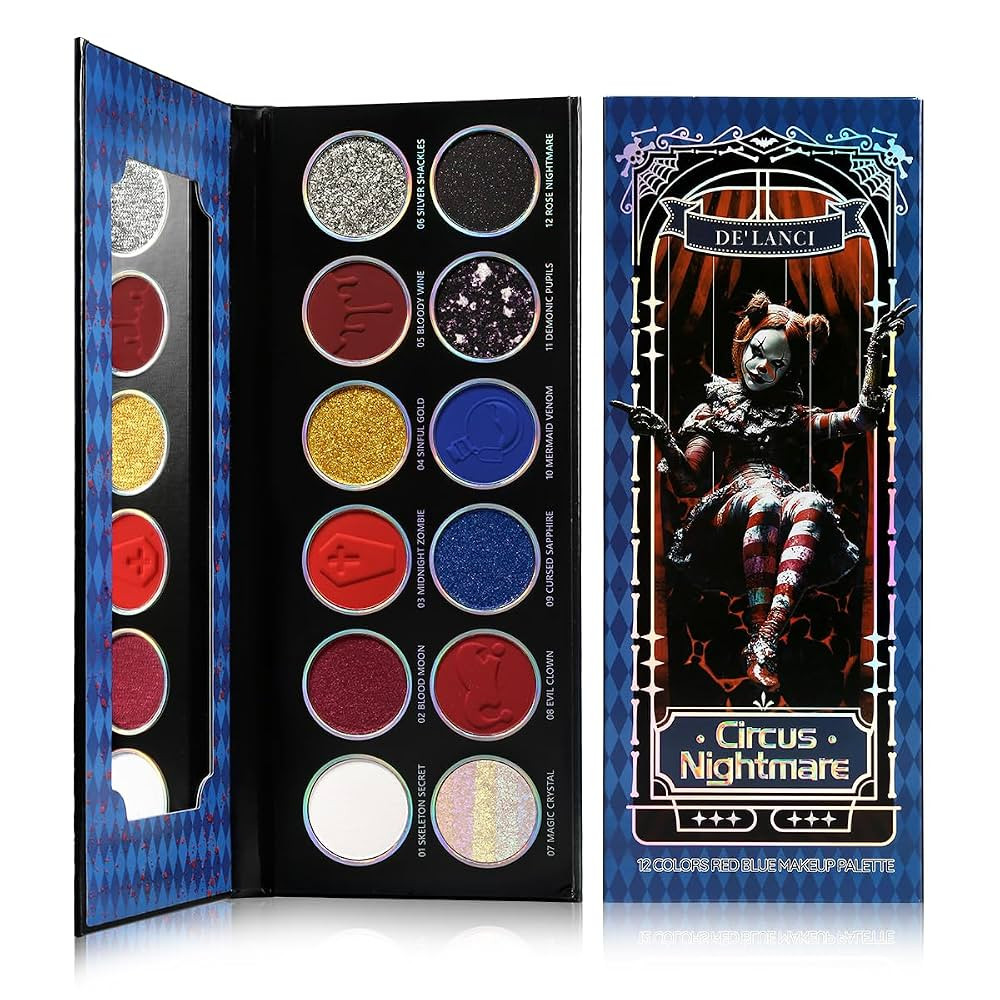 DE'LANCI Red Blue Multichrome Eyeshadow Palette, High Pigment Metallic Silver Shimmer Eyeshadow f... | Amazon (US)