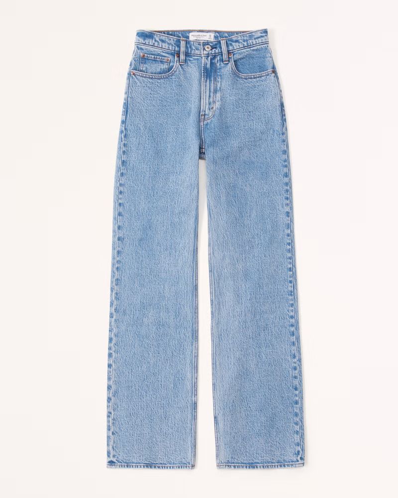 Abercrombie & Fitch Women's High Rise 90s Relaxed Jean in Medium Marble - Size 28 X-LONG | Abercrombie & Fitch (US)