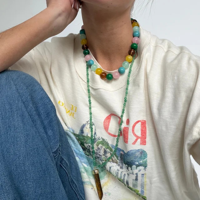 Mini Jane Beaded Necklace - Natural Multi | BaubleBar