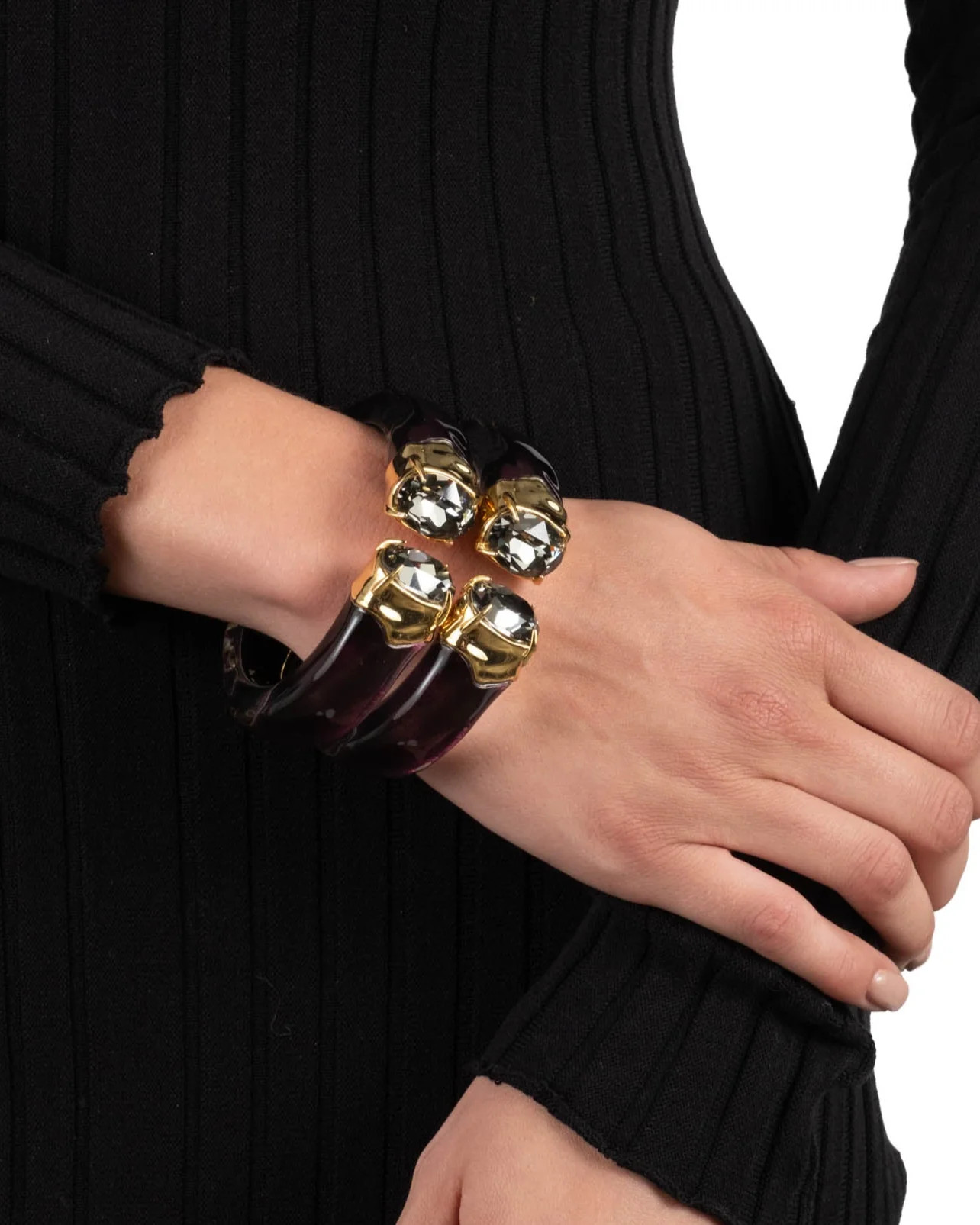 Bonbon Crystal Lucite Hinge Bracelet- Black Cherry | Alexis Bittar
