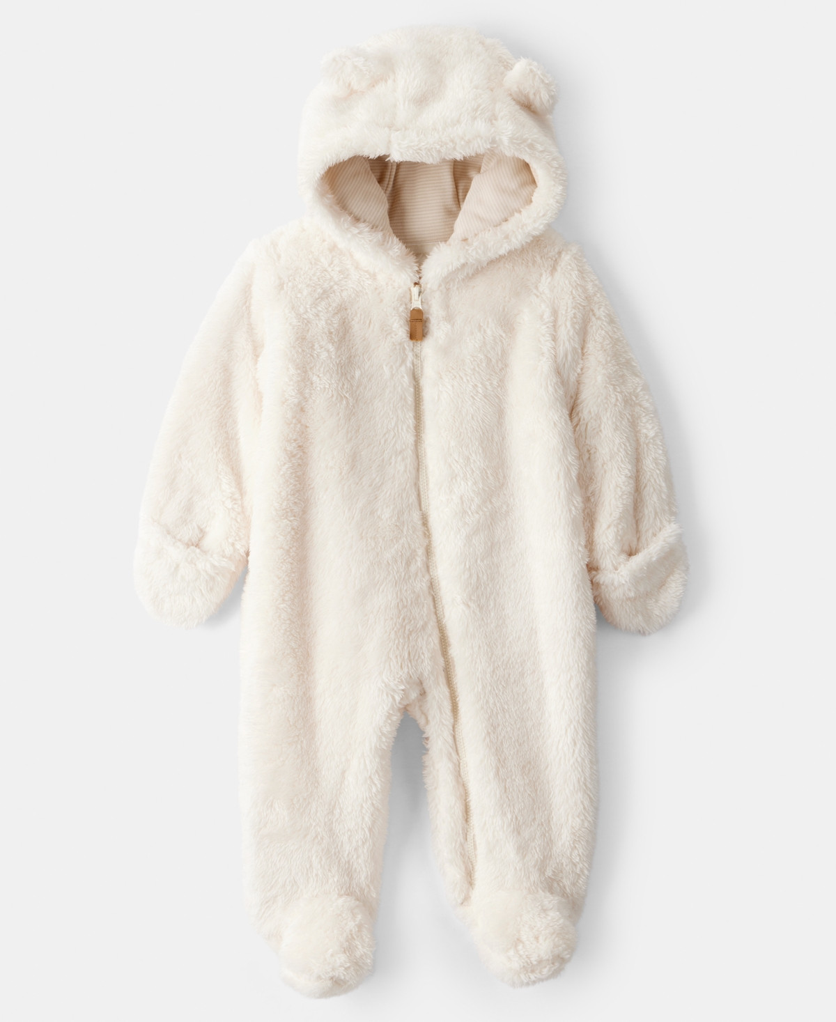 Carter's Baby Boys or Baby Girls Long Sleeve Hooded Jumpsuit - Ivory | Macy's
