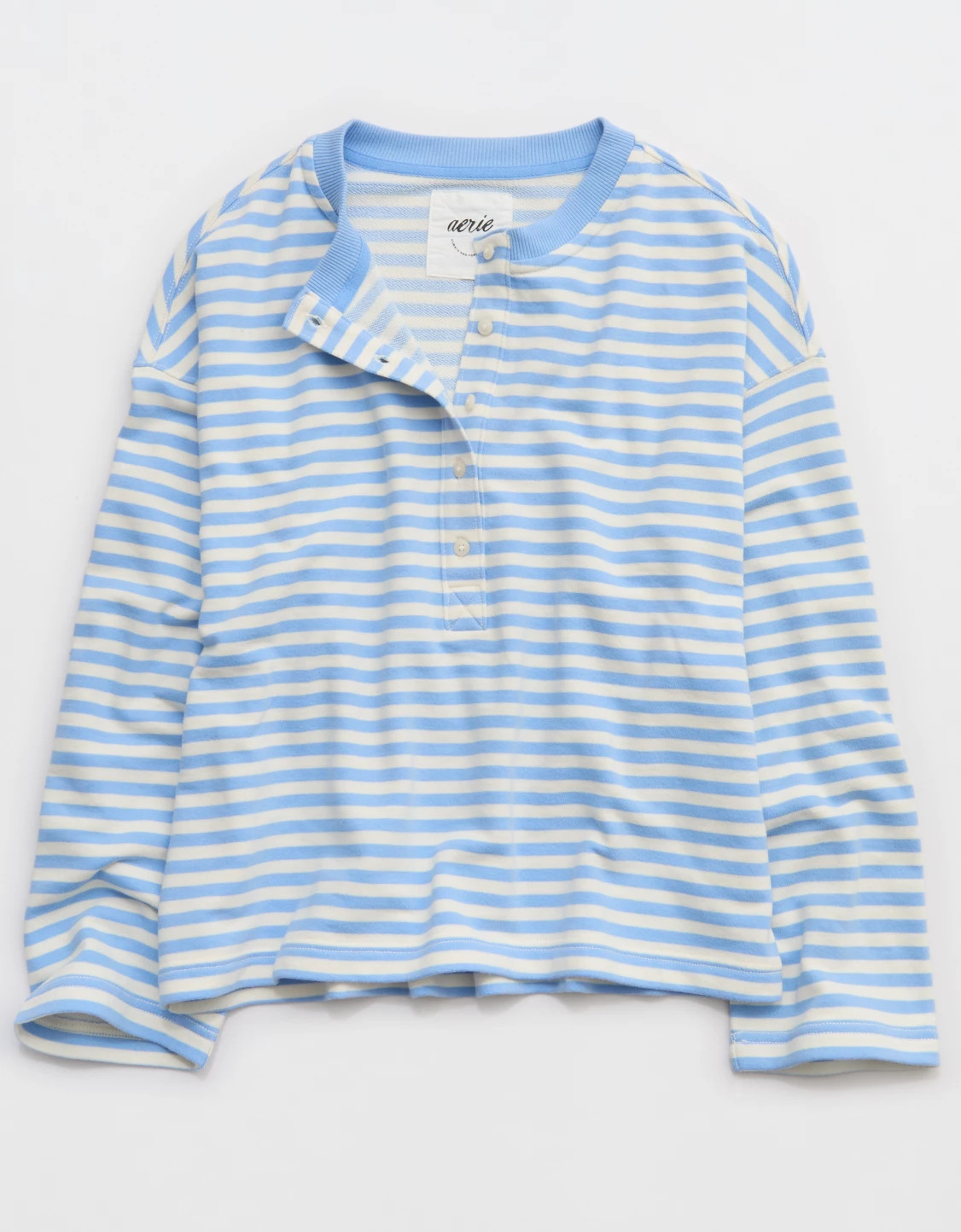 Aerie Alumni Henley Sweatshirt Women's Horizon Sky XXL | Aerie