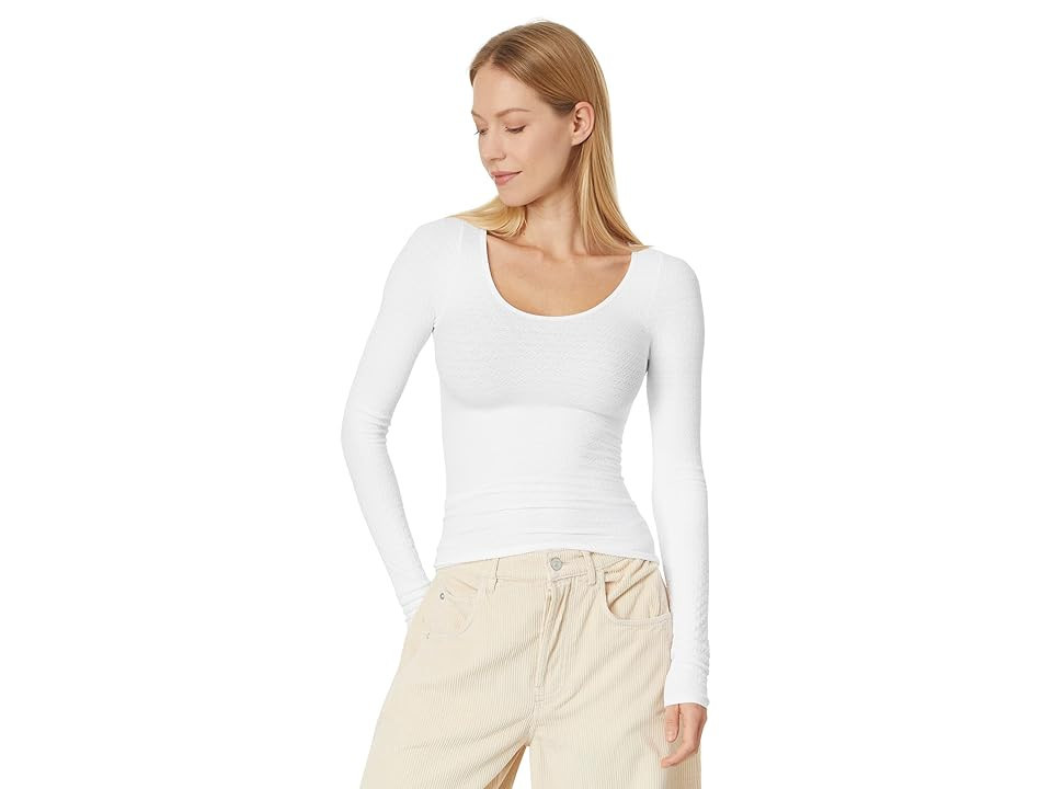 Free People Love Letter Long Sleeve Women's Clothing White : L-XL (US Women's 14-16), Nylon/Rayon/Spandex | Zappos