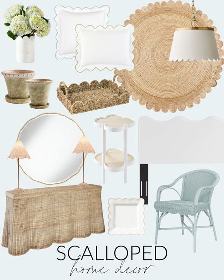 The cutest scalloped home decor finds! This scalloped marble wine chiller, scalloped rug, wavy mirror, scalloped console table, scalloped tray, scalloped armchair, scalloped planter and more all work so well with a coastal or grandmillennial decorating style! See even more finds here: https://lifeonvirginiastreet.com/scalloped-home-decor/.
.
#ltkhome #ltkseasonal #ltksalealert #ltkfindsunder50 #ltkfindsunder100 #ltkstyletip spring decor, scalloped decor, wavy edge decor

#LTKSeasonal #LTKhome #LTKsalealert