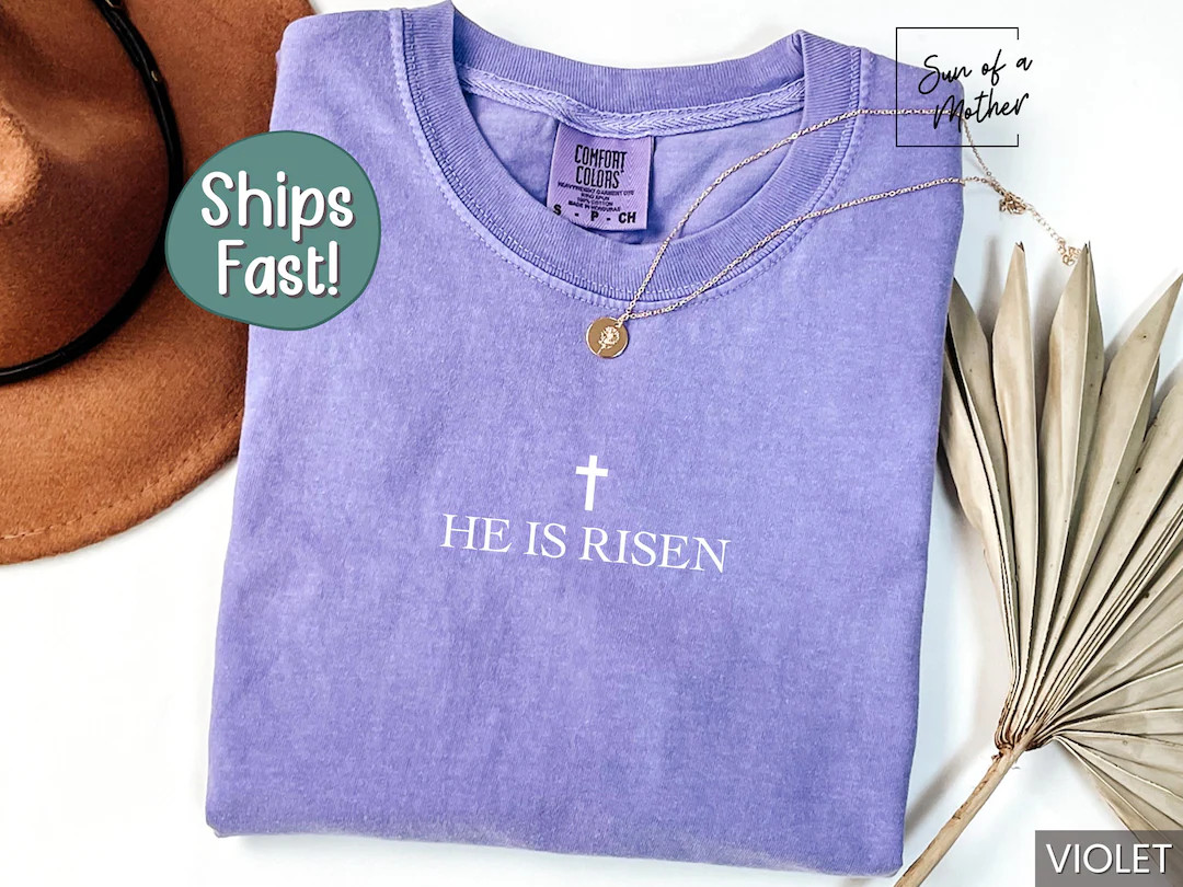 Easter Christian Shirt He is Risen Shirt Easter Jesus Tshirt Religious Easter Gift Comfort Colors... | Etsy (US)
