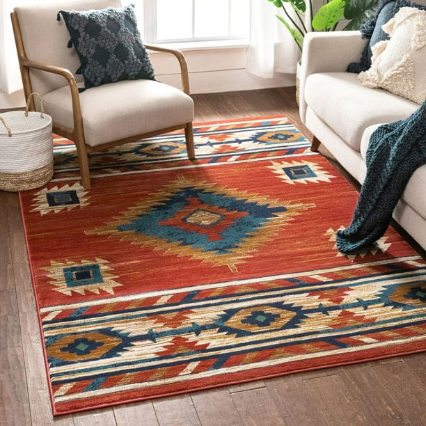Well Woven Tulsa Lea Traditional Vintage Southwestern Tribal Crimson 3'11" x 5'3" Area Rug | Walmart (US)