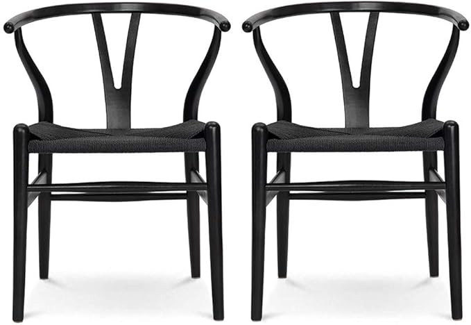 VODUR Wishbone Chair Natural Solid Wood Dining Chair/Hans Vegner Y Chair Rattan and Wood Accent A... | Amazon (US)