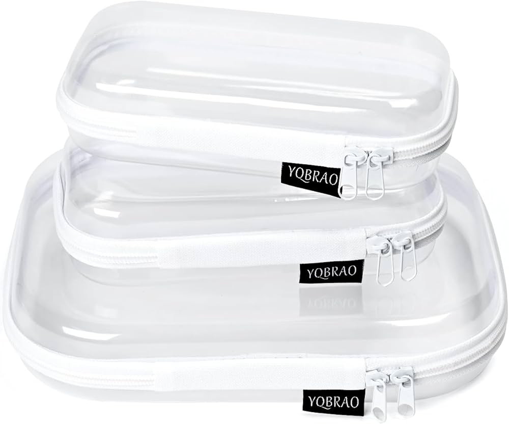Amazon.com: 3 Pack Clear Hard Shell Zipper Case - Clear Waterproof Cosmetic Bag with Zipper, Kid'... | Amazon (US)