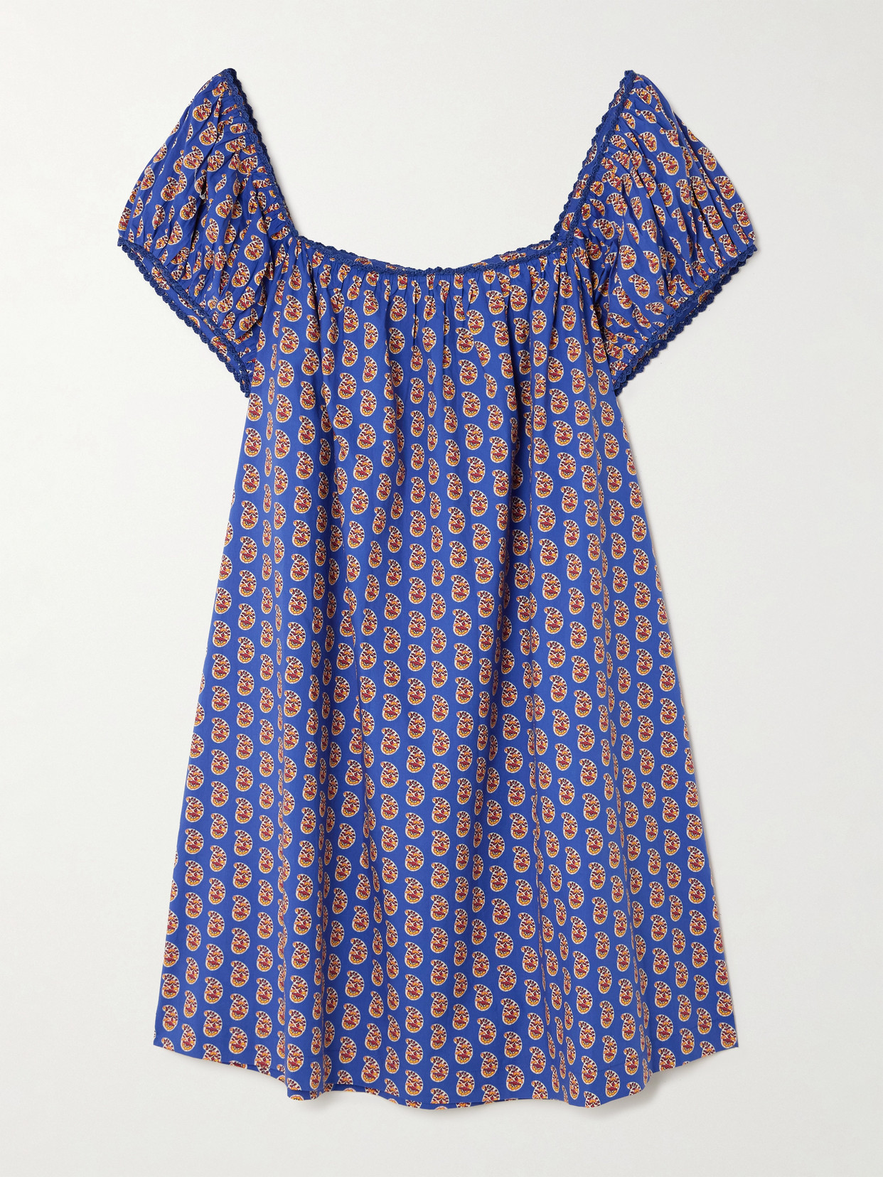 DÔEN - Julie Paisley-print Organic Cotton-poplin Mini Dress - Blue | NET-A-PORTER (US)