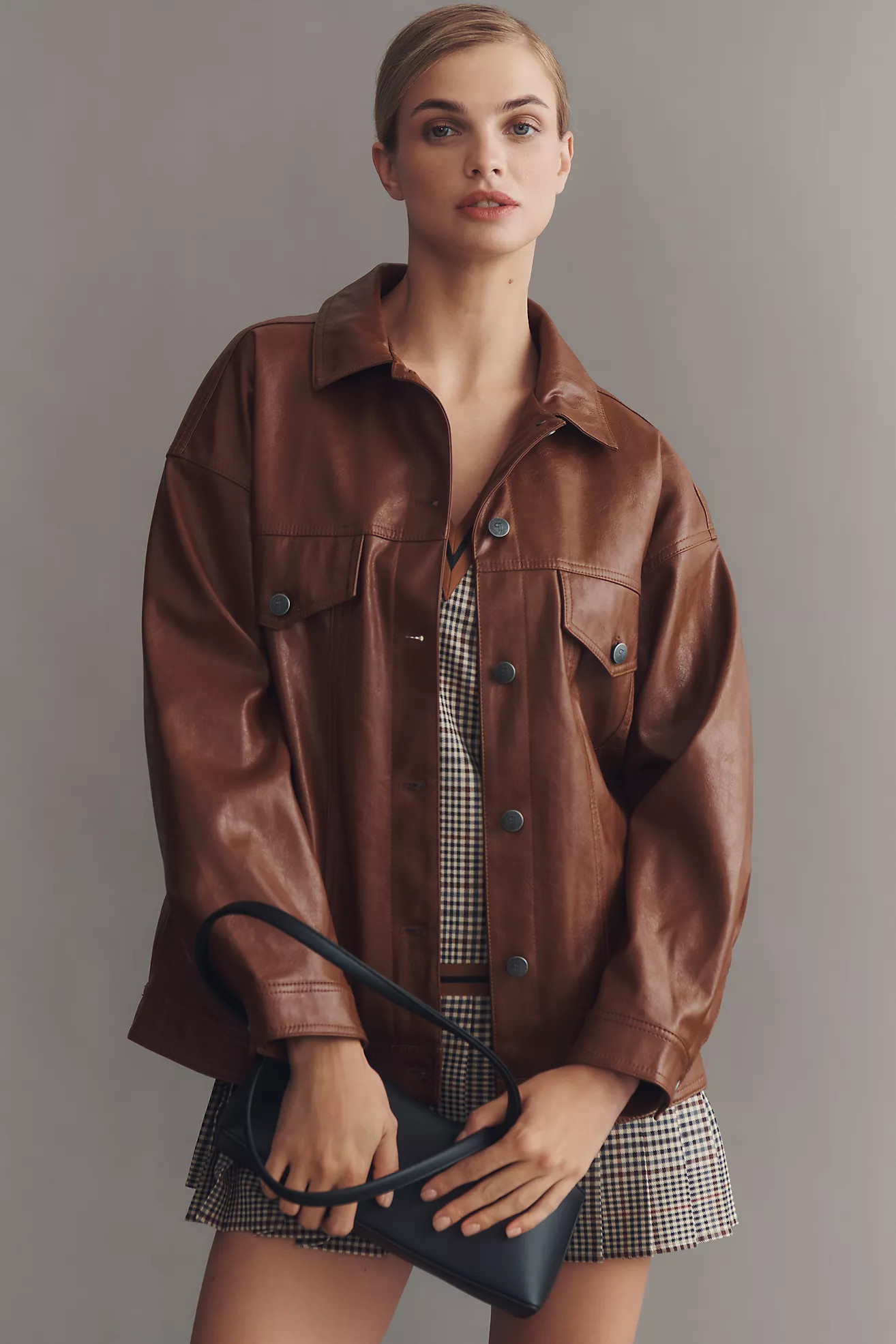 The Weston Faux Leather Boyfriend Jacket by Pilcro | Anthropologie (US)
