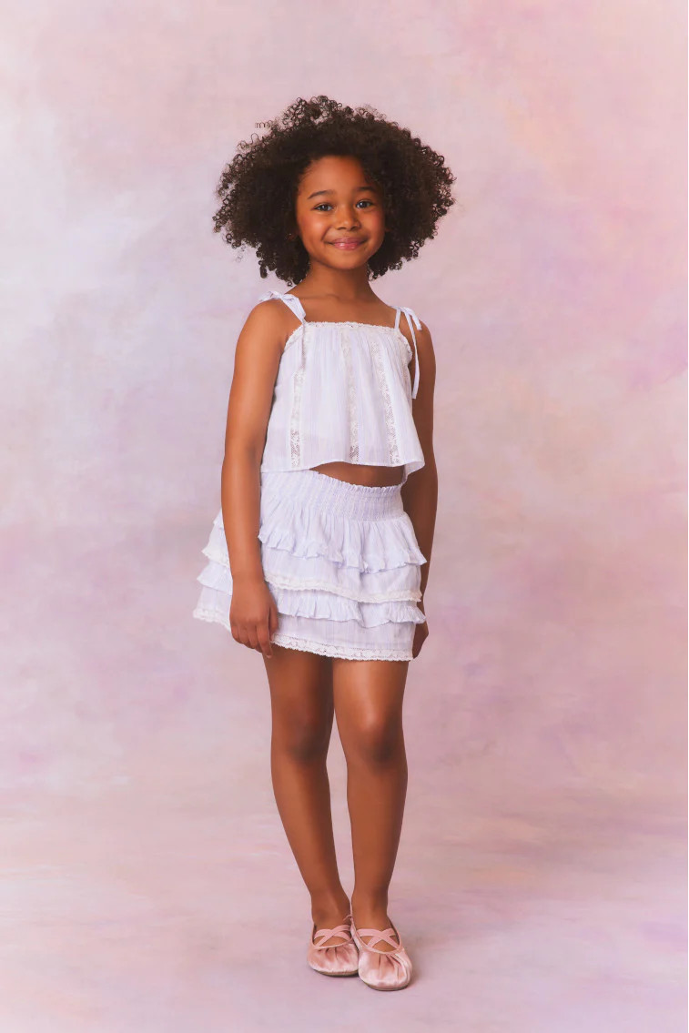 Girls Billie Cotton Stripe Skirt | LoveShackFancy