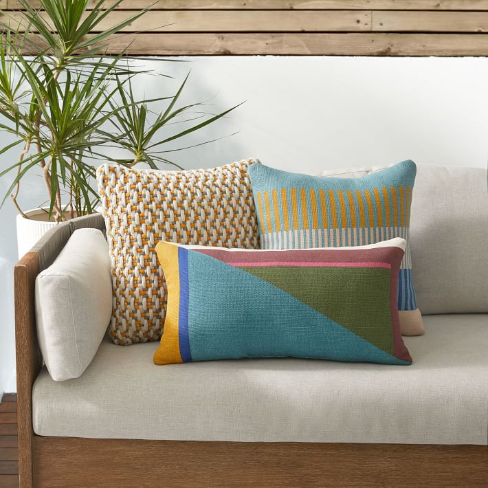 Split Colorblock Indoor/Outdoor Pillow | West Elm (US)