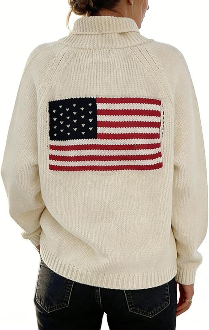 Women Y2k American Flag Pattern Sweater Solid Color Fourth of July Cardigan Patriotic Knic USA Bu... | Amazon (US)