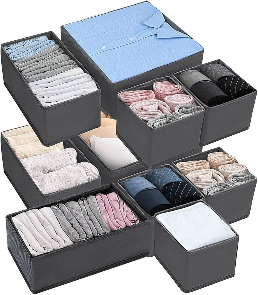 NINGESHOP 10 Stück Ordnungssystem Kleiderschrank,Unterwäsche Organizer Schublade,Grau Faltbare ... | Amazon (DE)