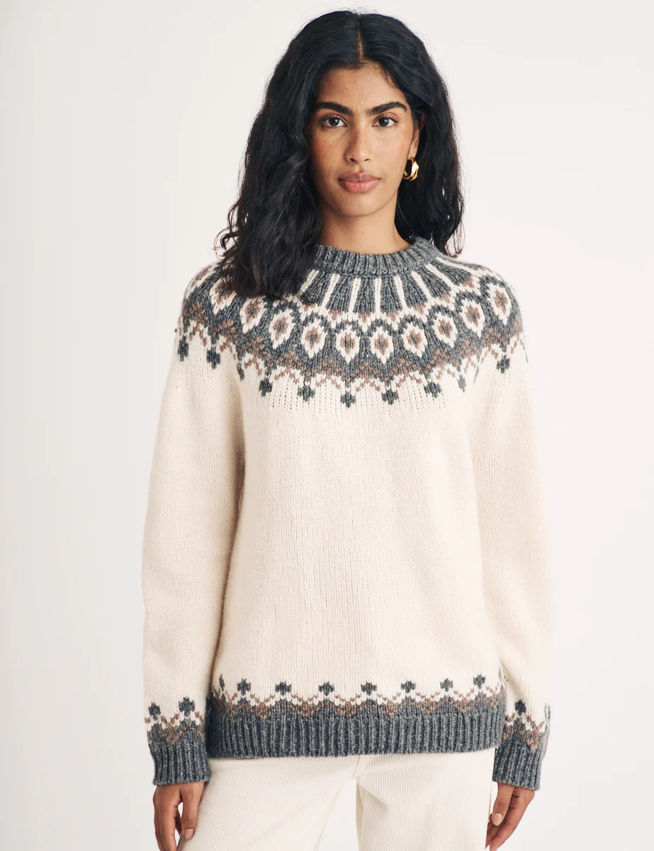 Cream Fair Isle Chunky Knitted Wool Jumper | Nobody's Child