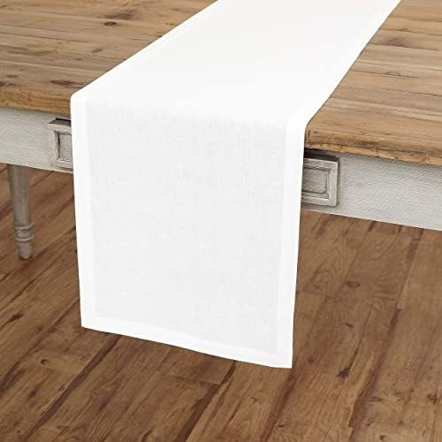 Solino Home Linen Table Runner – 14 x 36 Inch, White, Fete, Handcrafted and Machine Washable Natural | Amazon (US)
