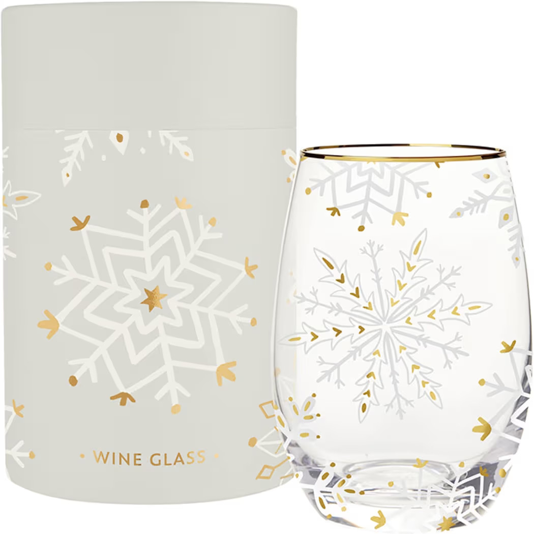Santa Barbara Design Studio Holiday Stemless Wine Glass with Gold Foil Accent and Gift Box, Holds... | Amazon (US)