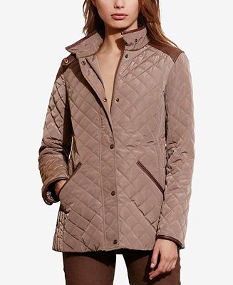 Lauren Ralph Lauren Faux-Leather-Trim Quilted Jacket, Created for Macy's | Macys (US)