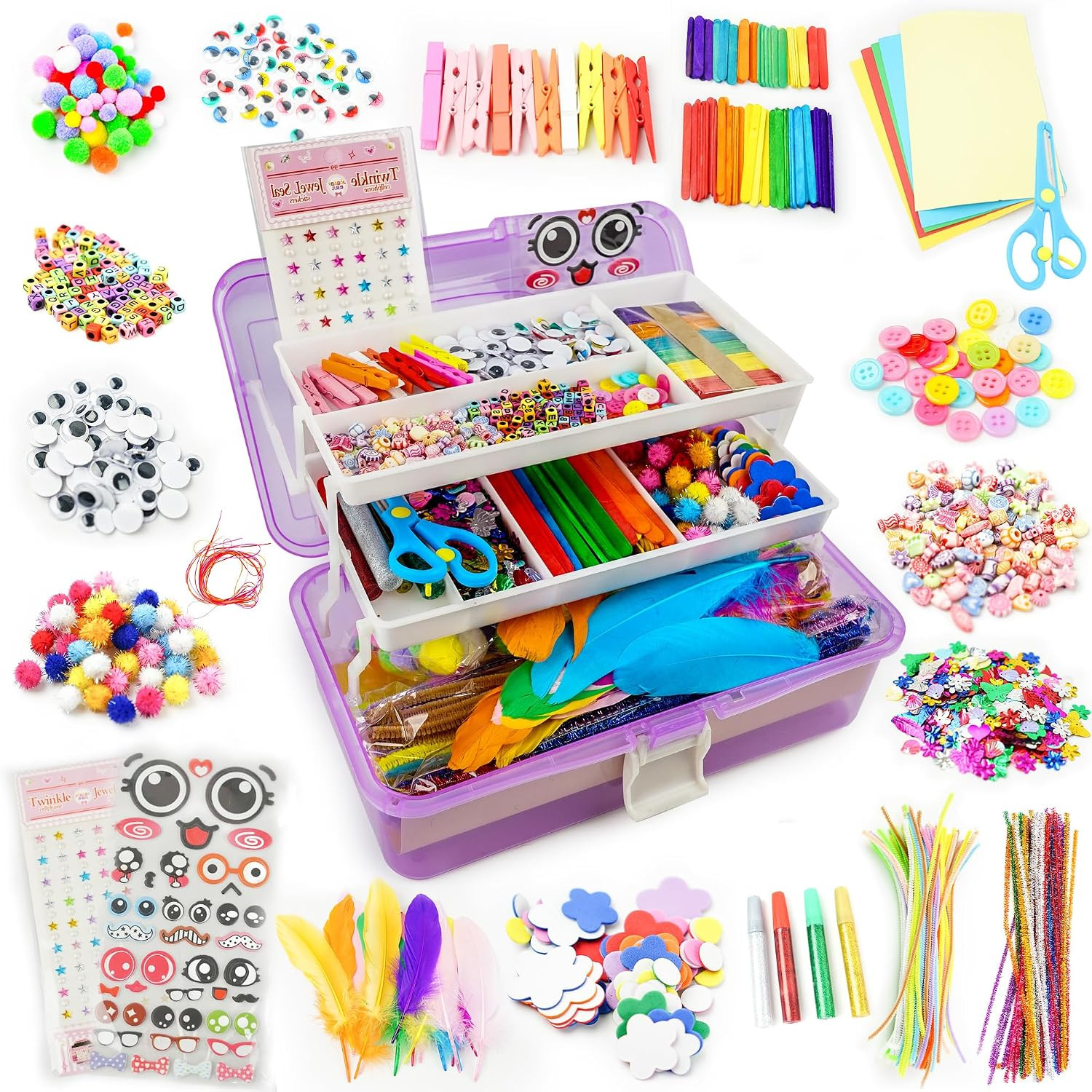 SMILESSKIDDO Kids Arts and Crafts, 1000+ PCS Craft Kits with Storage Box | Amazon (US)