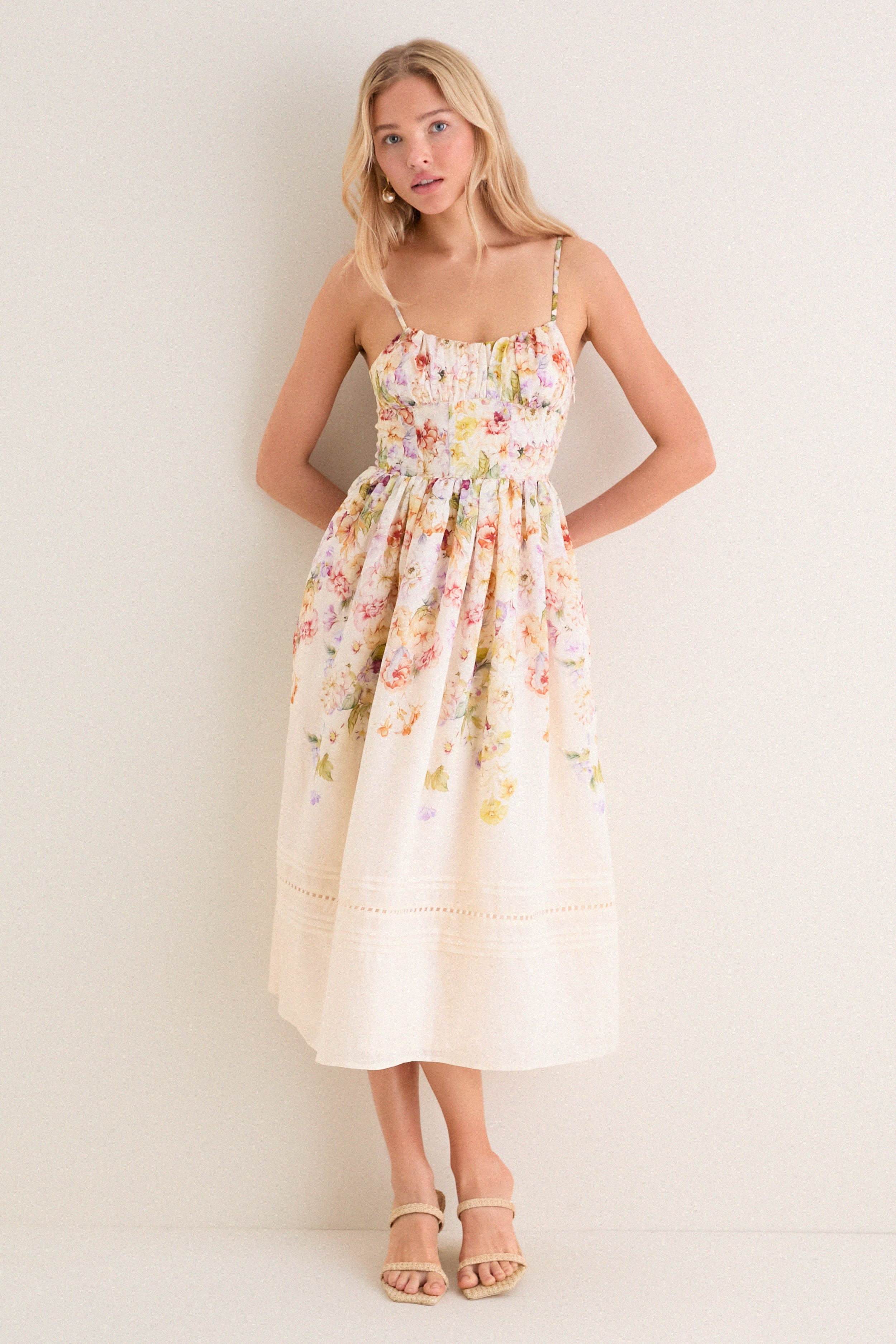 Ivory Floral Kacey Midi Dress | Tuckernuck (US)