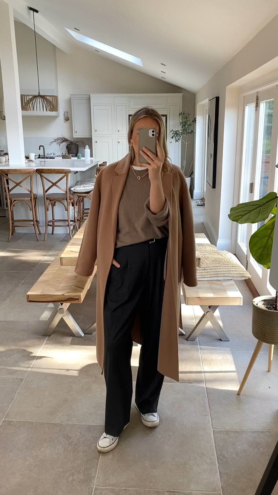 Relaxed luxe office outfit
Comfortable enough for WFH 
Wearing a large in the coat 
Large regular length in the trousers - relaxed fit with comfort waistband. 
Large in the cashmere sweater 
Medium in the vest 


#LTKworkwear #LTKuk #LTKautumn