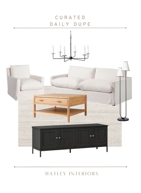 how i’d style today’s dupe! 

daily dupe, designer for less, living room decor, living room inspo, living room decor, neutral living room, west elm dupe, wood square coffee table, black media console, black tv stand, white sofa, white couch, white accent chair, cloud sofa dupe, living room chandelier 

#LTKhome #LTKunder100 #LTKsalealert
