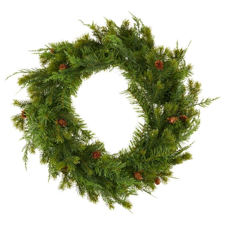 Sonoma Cypress Evergreen Artificial Christmas Wreath, 24 in x 24 in, by Holiday Time - Walmart.co... | Walmart (US)