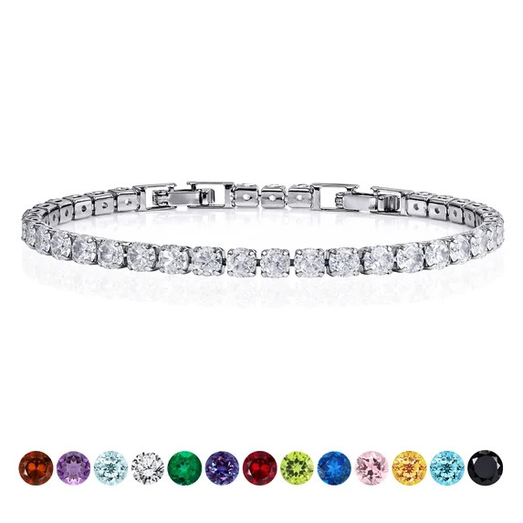 JeenMata 5.5 Carat April Cubic Zirconia - Round Cut Birthstone Tennis Bracelet Eternity Design - ... | Walmart (US)