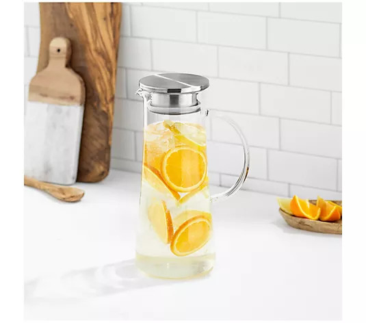 JoyJolt Breeze 50-oz Glass Water Pitcher with SS Lid - QVC.com | QVC