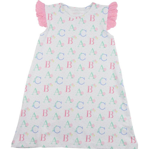 Pink Dot Knit ABC Eyelet Dress | Cecil and Lou