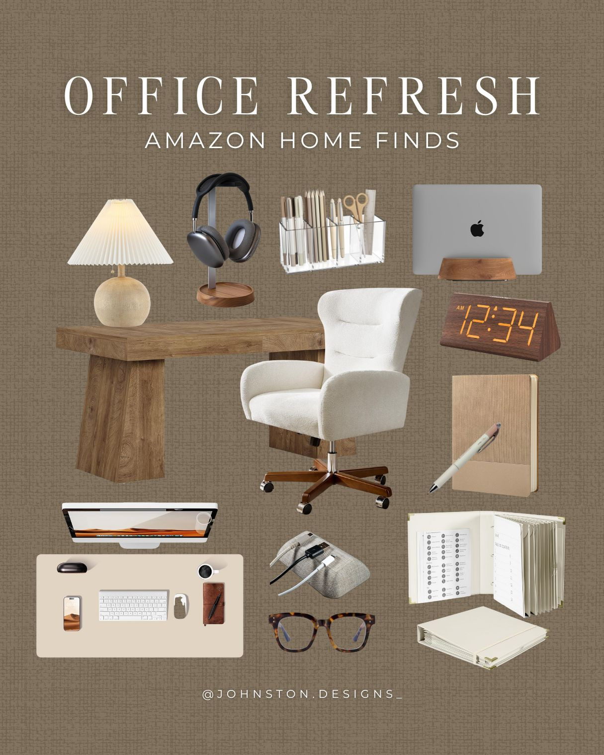 Elevate your workspace with these stylish Amazon home finds! From comfy chairs to sleek desk organizers, find everything you need for a productive office refresh. 

Office refresh, home decor, modern organic, walnut desk, cozy office, work from home, Amazon home finds. 

 #LTKHome