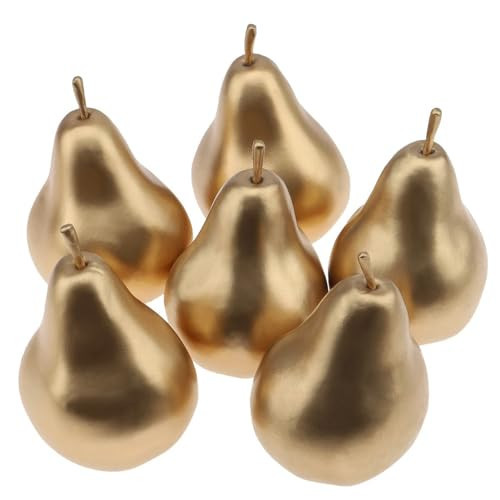 Meiwlong 6 PCS Faux Gold Pear Fruit - Artificial Fake Fruit Decorative Set, Lifelike Plastic Pears for Table Centerpiece, Home Kitchen Decor, Christmas Birthday Party Display | Amazon (US)