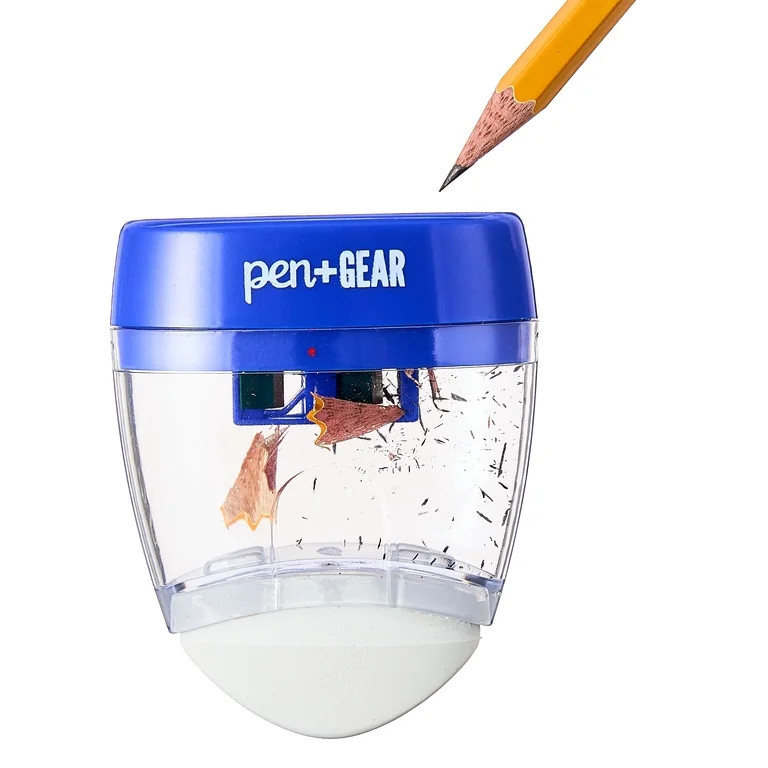 Pen+Gear 2-in-1 Two Hole Manual Pencil Sharpener with Eraser, Blue | Walmart (US)