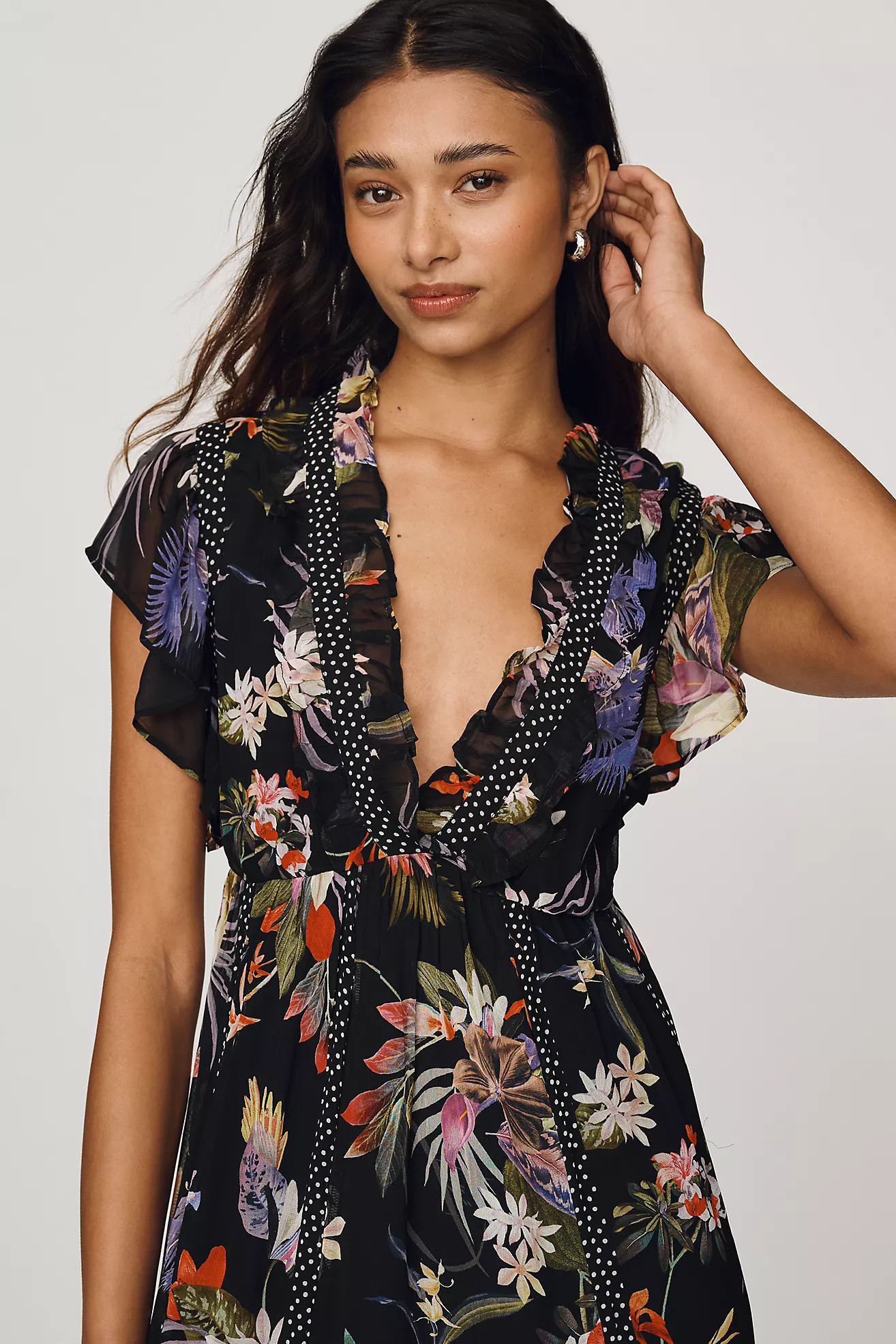 Maeve Short-Sleeve V-Neck Midi Dress | Anthropologie (US)