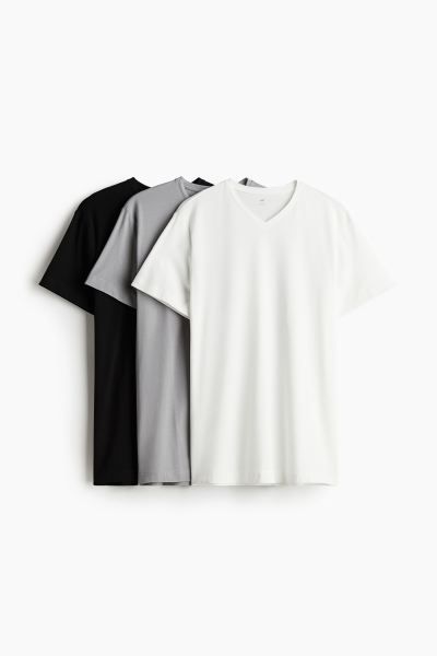 3-pack Slim Fit V-neck T-shirts - Gray/dark gray/black - Men | H&M US | H&M (US + CA)