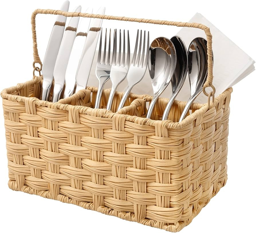 GRANNY SAYS Wicker Utensil Caddy, Utensils Holder Buffet Caddy, Spoon Cutlery Holder Utensils Org... | Amazon (US)
