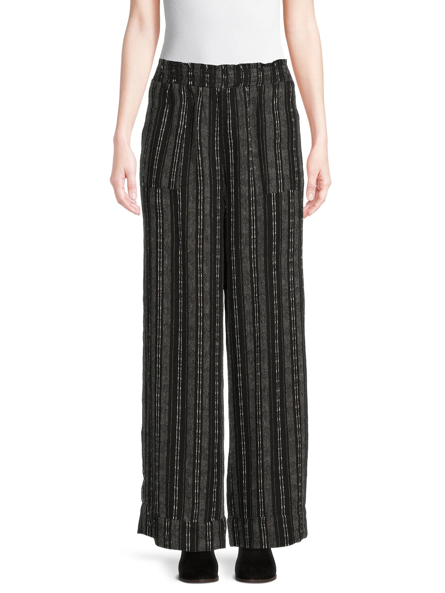 Time and Tru Women's Smocked Waist Linen Pants | Walmart (US)