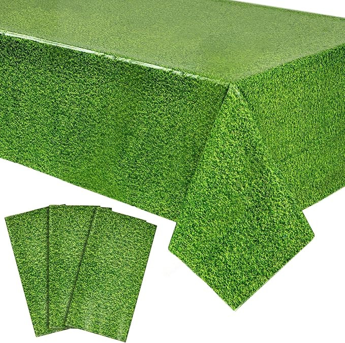 Sparkle and Bash 3 Pack Green Grass Plastic Tablecloths (54 x 108 in) for Golf Party or Hole in O... | Amazon (US)