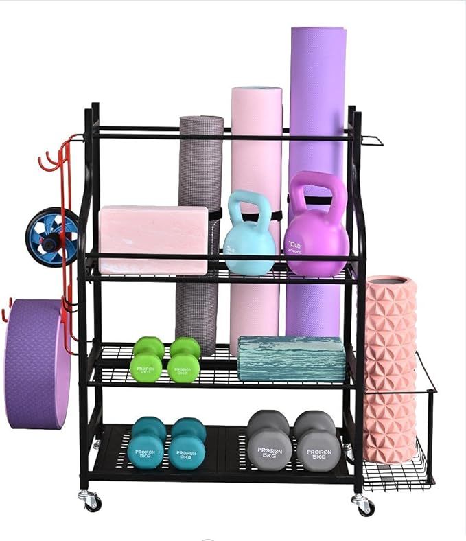 Mythinglogic Yoga Mat Storage Racks,Home Gym Storage Rack for Dumbbells Kettlebells Foam Roller, ... | Amazon (US)