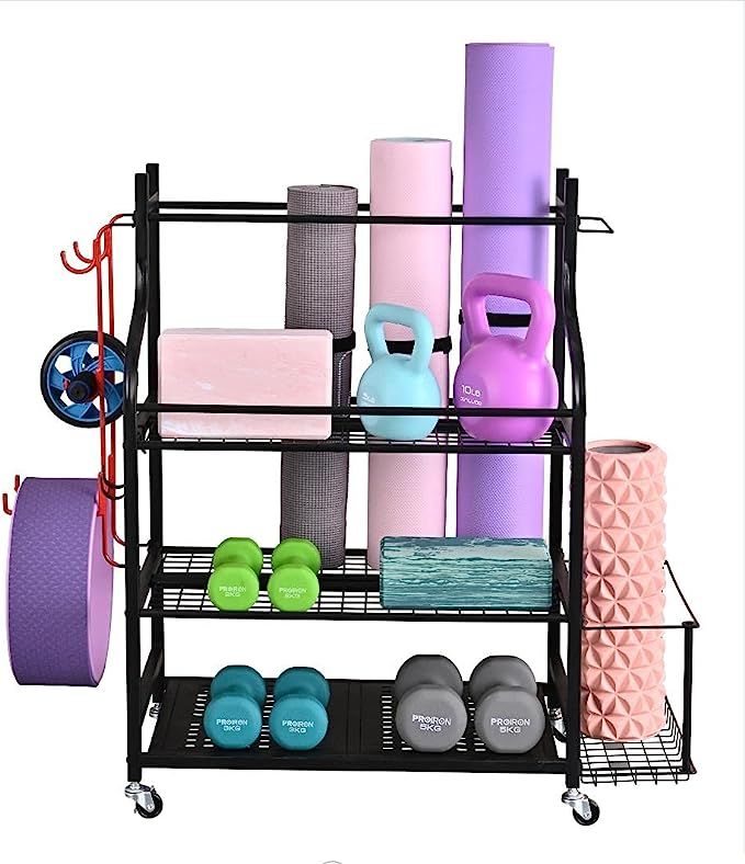 Mythinglogic Yoga Mat Storage Racks,Home Gym Storage Rack for Dumbbells Kettlebells Foam Roller, ... | Amazon (US)