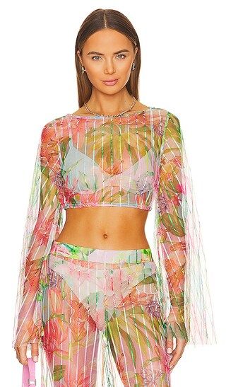 Lora Crop Top in Multicolor Hibiscus | Revolve Clothing (Global)