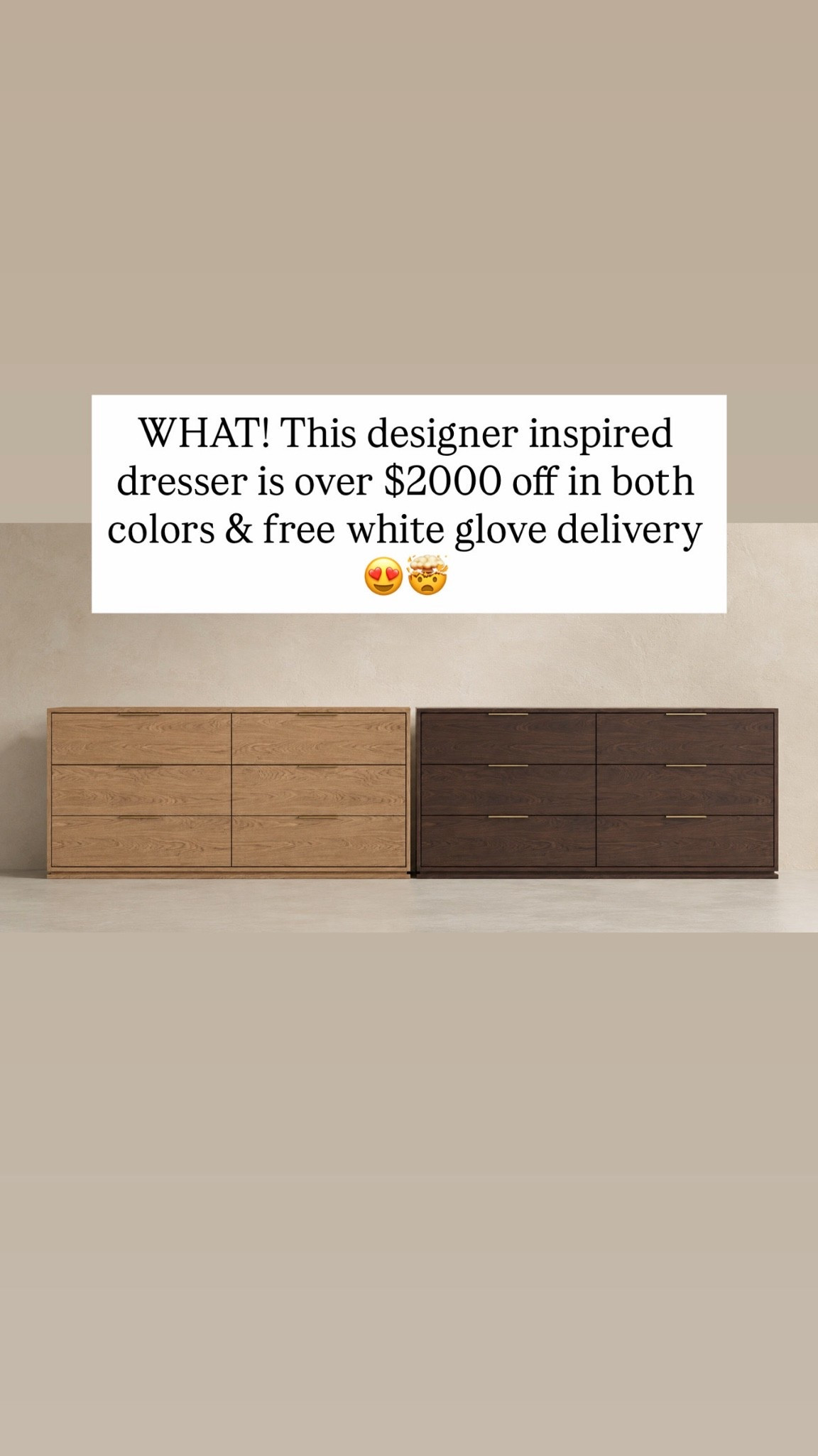 WHAT! This designer inspired dresser is over $2000 off in both colors & free white glove delivery 😍🤯