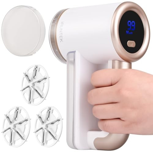 iRUNTEK Rechargeable Fabric Shaver, Electric Commercial Lint Remover with LED Display & Big Trash Box, 3-Speeds for Removing Fuzz and Pill from Clothes, Furniture, Sweater, Couch and Blanket, White | Amazon (US)
