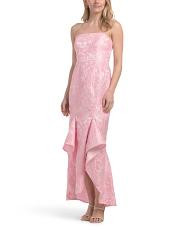 Corin Strapless Hi-lo Hem Jacquard Dress | TJ Maxx